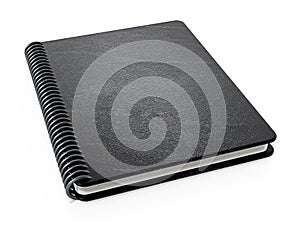 Black notepad isolated on white background. 3D illustration