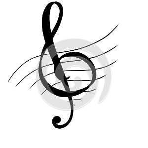 black notes on a white background Elegant treble clef