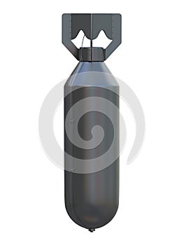 Black nuke or nuclear bomb from world war two isolated on a white background 3d rendering