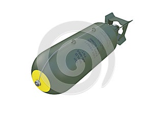 Black nuke or nuclear bomb from world war two isolated on a white background 3d rendering photo