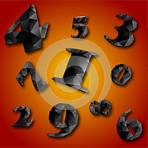 Black numbers in polygonal style on a bright background. Vector illustration