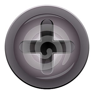 Black nut screwbolt icon cartoon vector. Nut anchor device