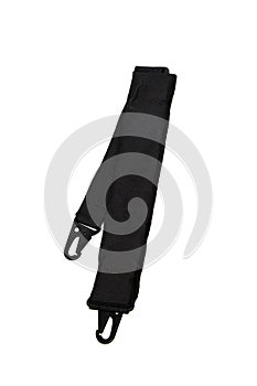 Black nylon shoulder strap for a gun isolated on white back