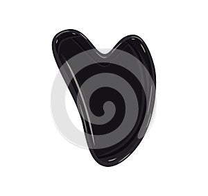 Black obsidian gua sha stone isolated on a white background. Facial gua sha massage tool. Vector illustration
