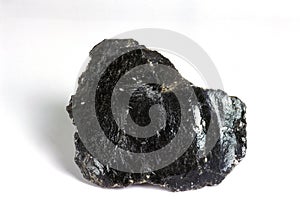 Black Obsidian Stone against White Background