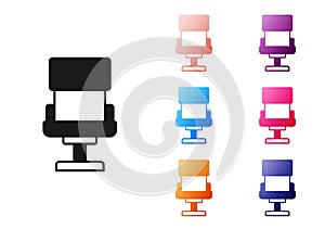 Black Office chair icon isolated on white background. Armchair sign. Set icons colorful. Vector