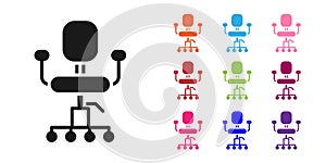 Black Office chair icon isolated on white background. Set icons colorful. Vector Illustration