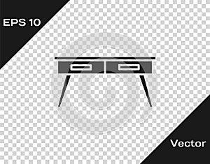 Black Office desk icon isolated on transparent background. Vector