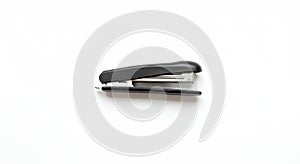 Black Office Stapler Isolated on White Background