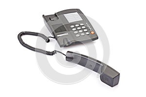 Black office telephone off hook