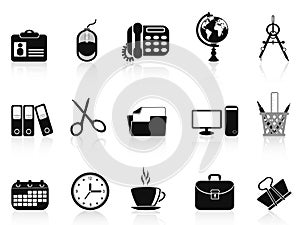 Black office tools icon set