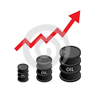 Black oil barrel isometric with red arrow