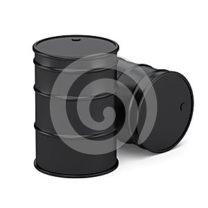 Black oil barrels brent isolated on white background