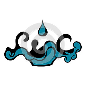 Black oil drop and spill icon, icon cartoon