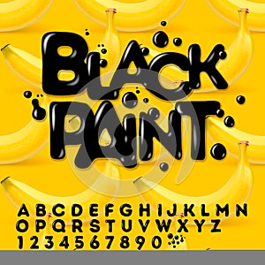 Black oil painted alphabet