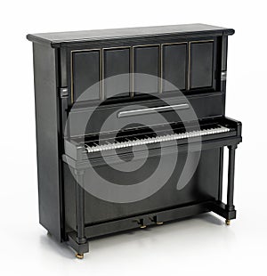 Black old pianola isolated on white background. 3D illustration photo