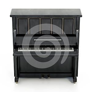 Black old pianola isolated on white background. 3D illustration photo