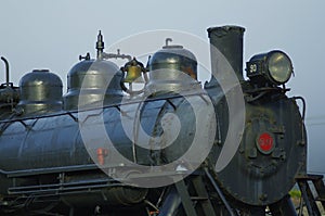 Black Old School Steam Engine Train
