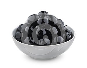 Black olives isolated on white background