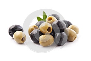 Black olives with leaves