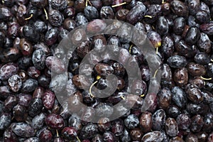Black olives in the market - Olea europaea
