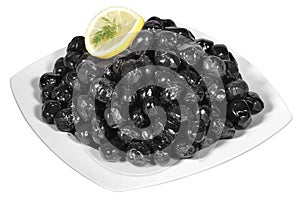 black olives on a plate