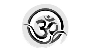 Black Om Aum Symbol in Circle Vector Icon