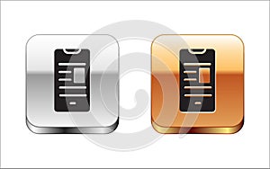 Black Online book on mobile icon isolated on white background. Internet education concept, e-learning resources. Silver