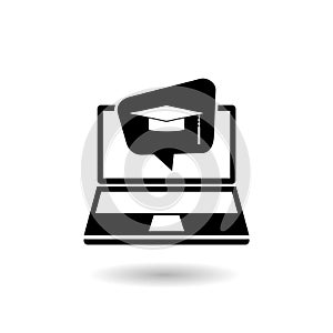Black Online education class icon with shadow