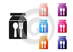 Black Online ordering and fast food delivery icon isolated on white background. Set icons colorful. Vector