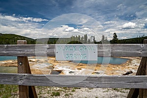 Black Opal spring, located in the Biscuit Basin, a geothermal feature area of Yellowstone National Park