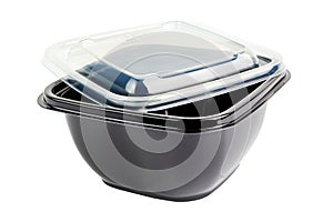 Black opaque single-use PET - Polyethylene terephthalate -plastic food take-out container with tranparent cover