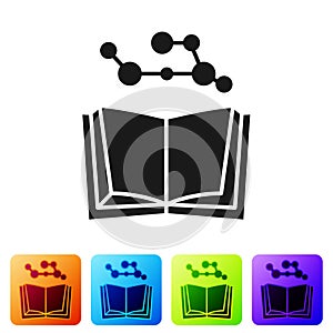 Black Open book icon isolated on white background. Set icons in color square buttons. Vector Illustration