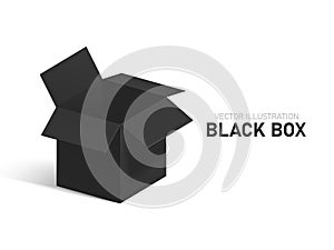 Black open box isolated on white background. Vector Illustration