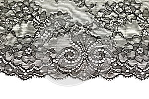 Black openwork lace isolate photo