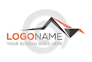 Black and Orange Color Abstract Home Roof Logo Design