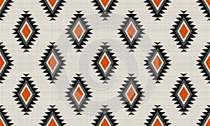 Black and orange ethnic native mexican style rug