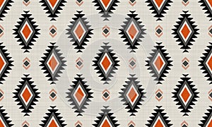 Black and orange ethnic native mexican style rug