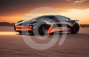 Black and orange futuristic electric sport car concept