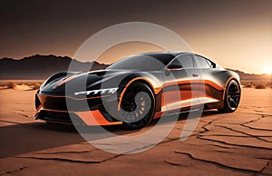 Black and orange futuristic electric sport car concept