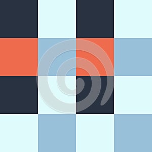 Black Orange Gray Blue Large Seamless French Checkered Pattern. Big Colorful Fabric Check Pattern Background. Classic Checker