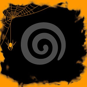 Black and orange half tone background with spider