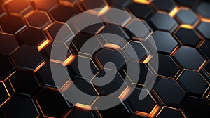 Black and orange hexagonal pattern on a modern surface at night