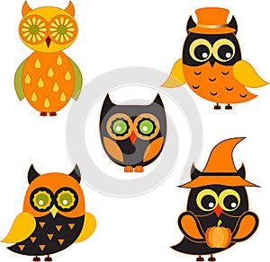 Black and Orange Owl Illustrations