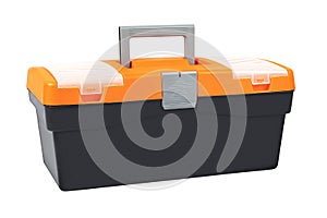 The black orange, plastic tool box.