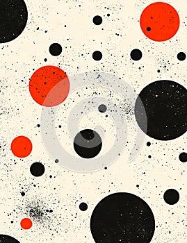 A black and orange polka dot pattern on a white background