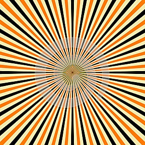 Black and orange radial rays, vector background