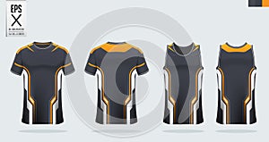 Black-Orange t-shirt sport mockup template design for soccer jersey, football kit. Tank top for basketball jersey,running siglet.
