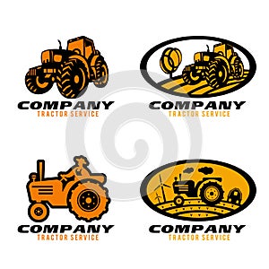 Black and Orange Tractor logo vector set design