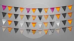 Black and orange triangle flags garlands for Happy Halloween